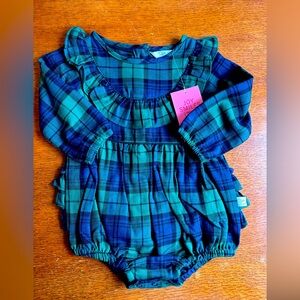 Ruffle Butts Green and Blue Plaid Dress
